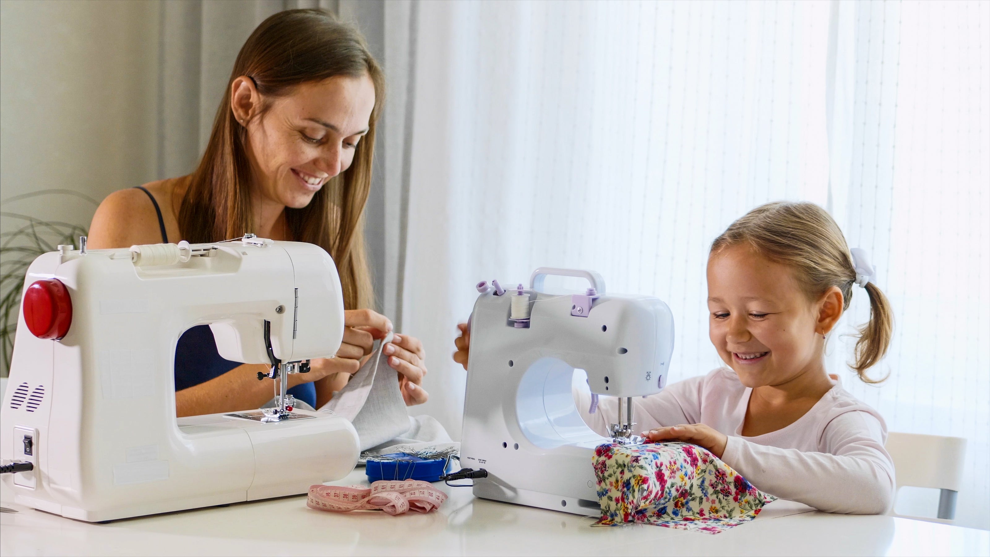Mum and Daughter Sewing